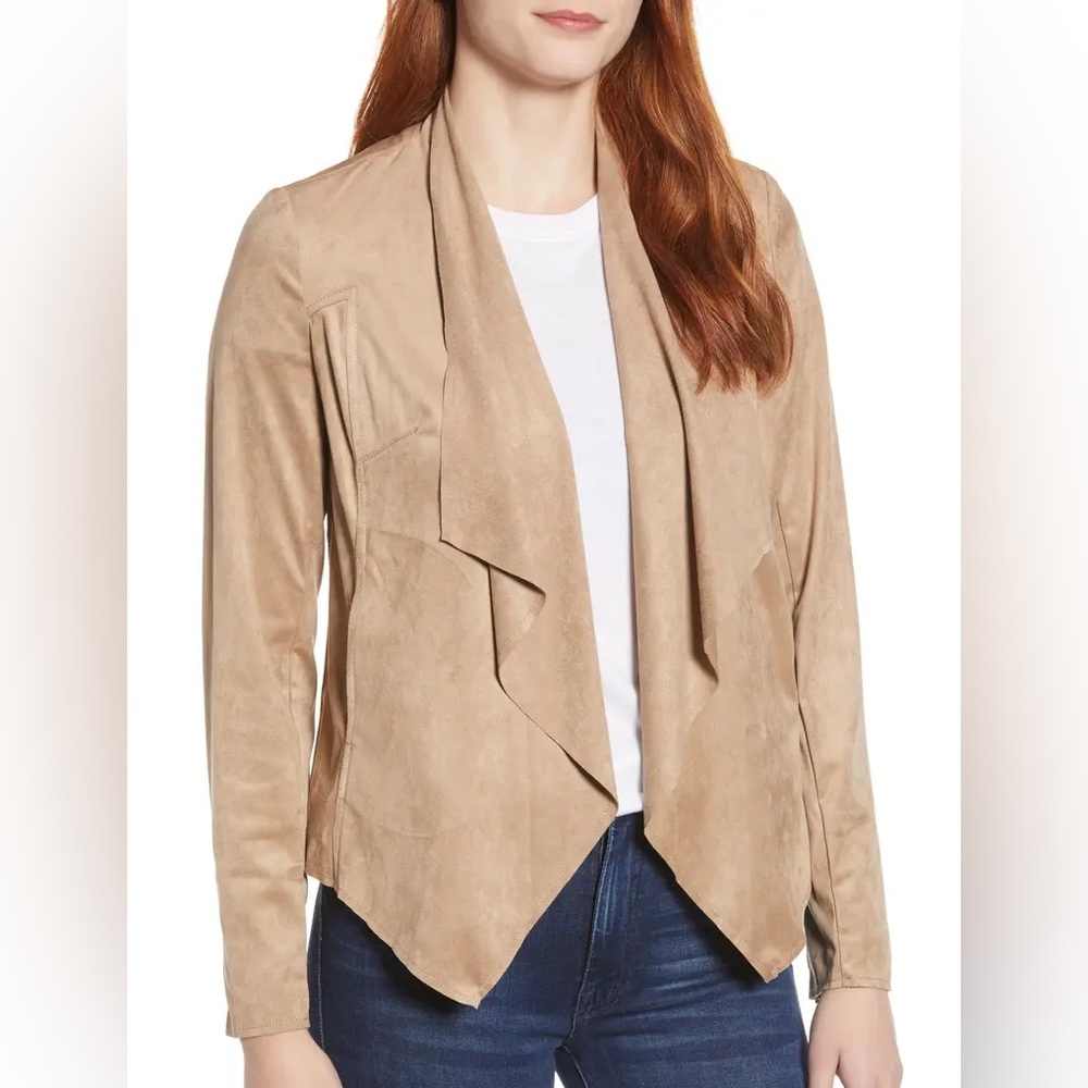 KUT From the Kloth Faux Suede Drape Jacket Tan Size Medium